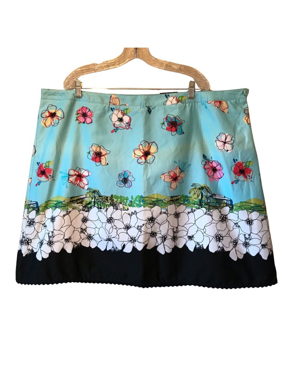 George Womens Plus Scenic Floral Cotton Skirt Size 24W